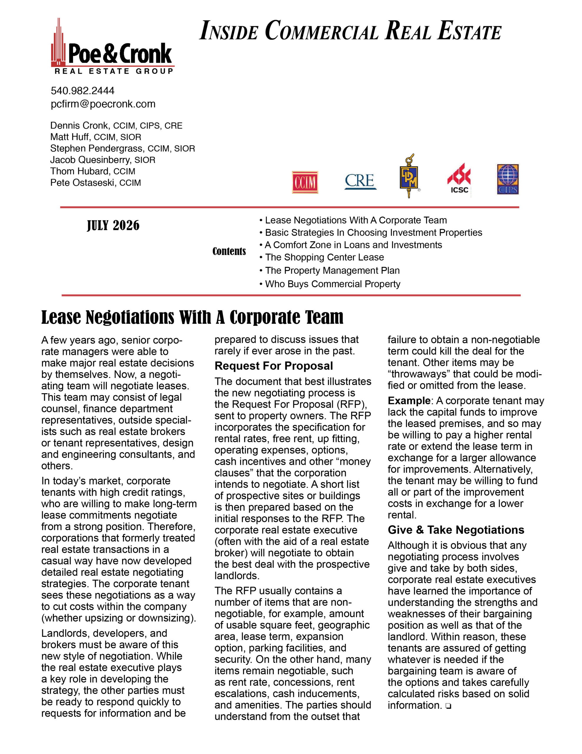 July CRE Newsletter