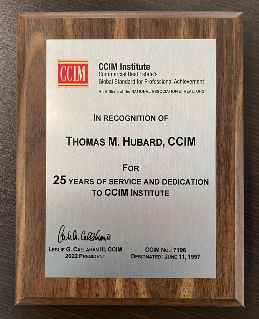 Please join Poe & Cronk in congratulating Thom Hubard for 25 Years of commercial real estate excellence as a CCIM Member!