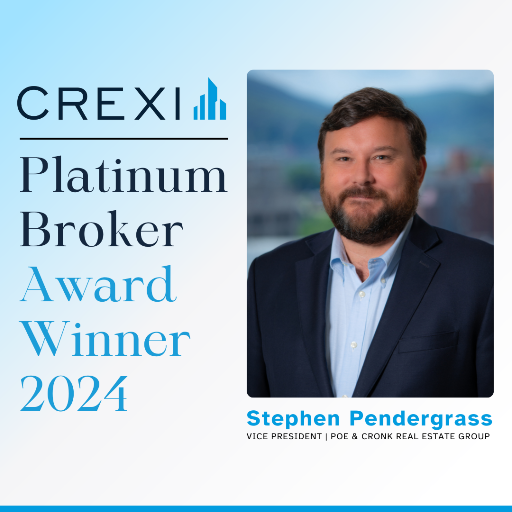 Stephen Pendergrass of Poe & Cronk Real Estate Group Recognized as Crexi Top Performing Broker in Sales