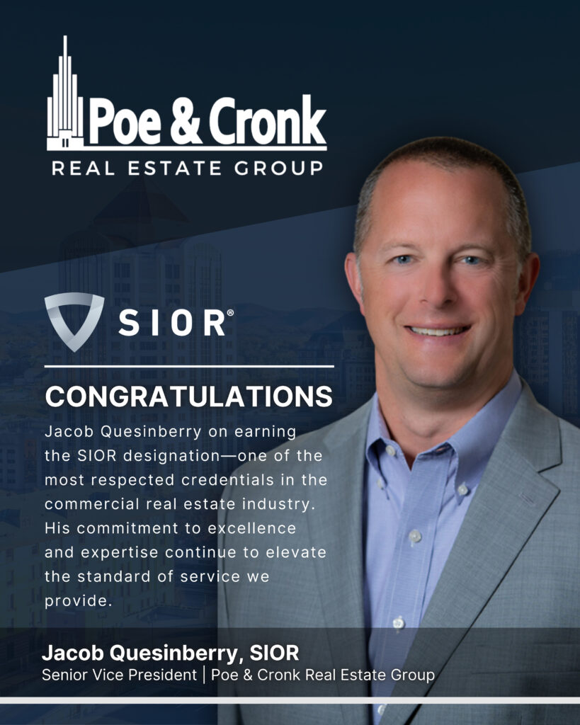 Jacob Quesinberry of Poe & Cronk Real Estate Group Awarded SIOR Designation
