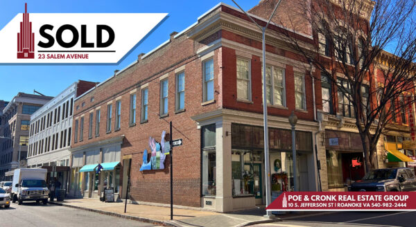 Poe & Cronk Announces Sale of 23 Salem Avenue Southeast, Roanoke, VA 24011