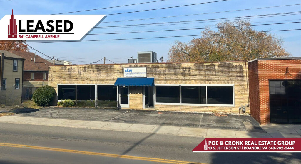 Poe & Cronk Announces Lease of 541 Campbell Avenue Southwest, Roanoke, VA 24016