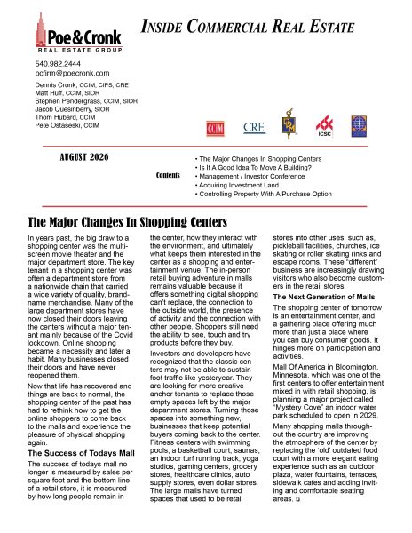 Commercial Real Estate August Newsletter