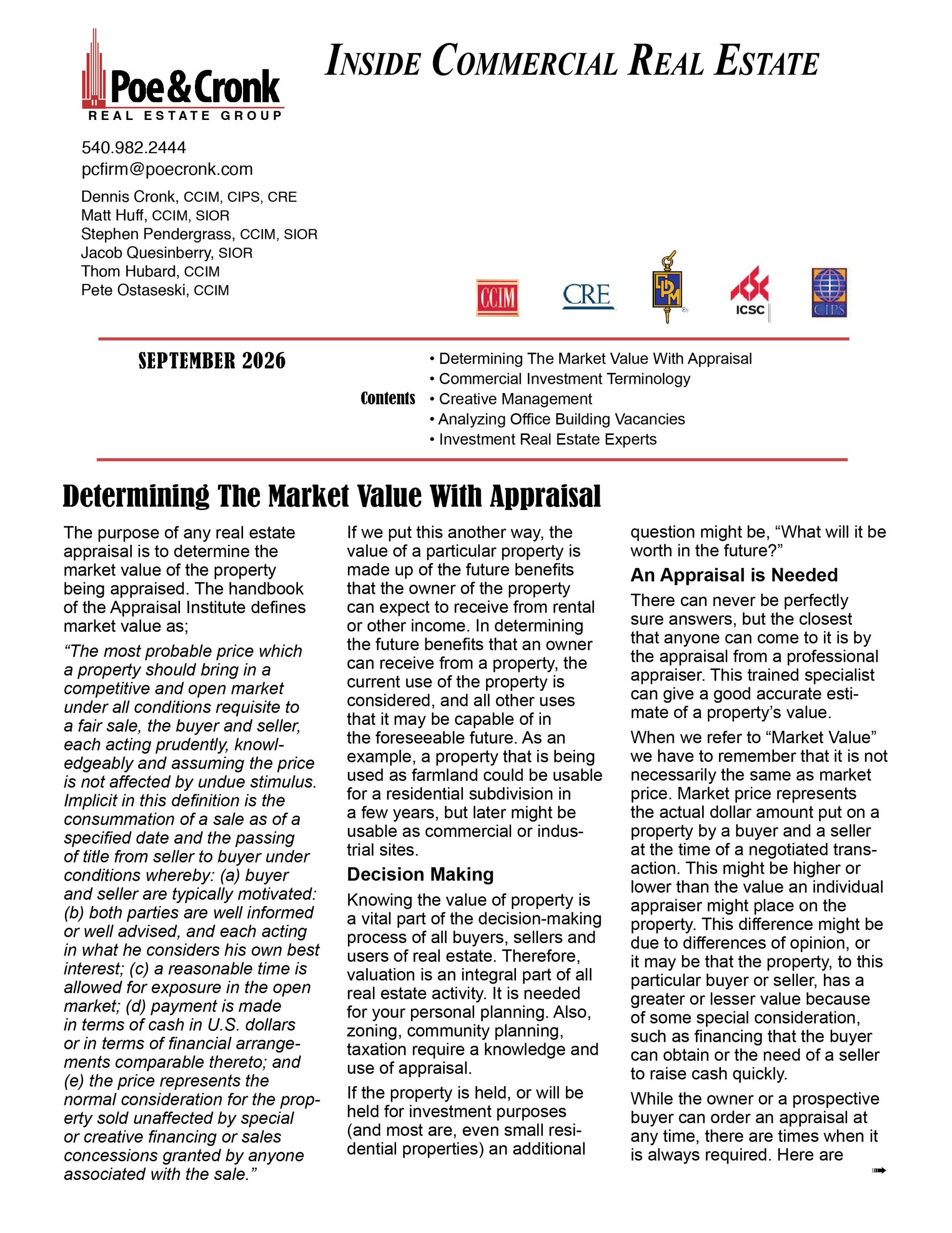 CRE September newsletter