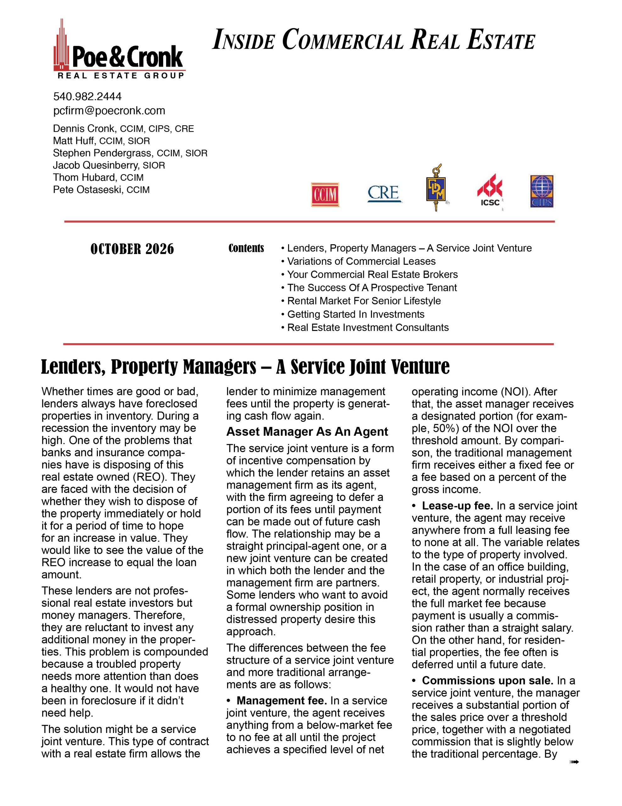 CRE October Newsletter